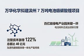 率先投建7万吨碳酸锂！万华化学山东滨州百亿级项目落地