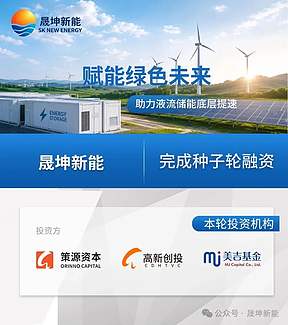 晟坤新能完成种子轮融资，助力液流储能底层提速