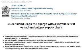 澳大利亚液流电池重大突破！全国首条钒电解液产线即将开建