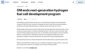 通用汽车：停止开发下一代氢燃料电池