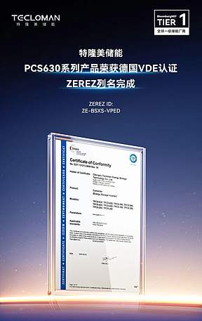 特隆美储能产品630kW PCS完成德国VDE认证及ZEREZ列名