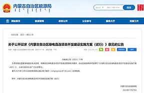 内蒙古:支持氢基绿色燃料项目开展绿电直连 内蒙古:支持氢基绿色燃料项目开展绿电直连