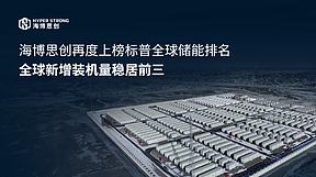 海博思创再度上榜标普全球储能排名,全球新增装机量稳居前三 海博思创再度上榜标普全球储能排名,全球新增装机量稳居前三