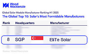 位列全球第八|Wood Mackenzie 发布全球光伏组件制造商榜单