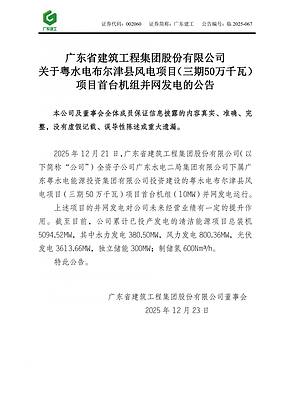 广东建工累计已投产独立储能300MW