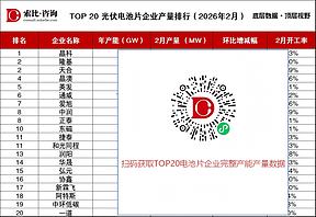 晶科领跑、通威暴跌，隆基天合晶澳齐涨——2月TOP20光伏电池片产量排名出炉！
