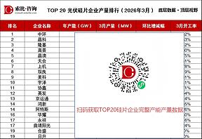 中环控盘、晶澳暴增、天合满产，美科腰斩——TOP20硅片企业3月产量排行榜