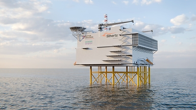 North Sea Connector 2 项目海上换流平台效果图。图片来源：NSORe